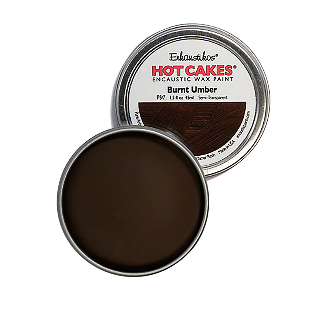 Enkaustikos Hot Cake Encaustic Wax Paint, 1.5 Oz. Tin, Burnt Umber
